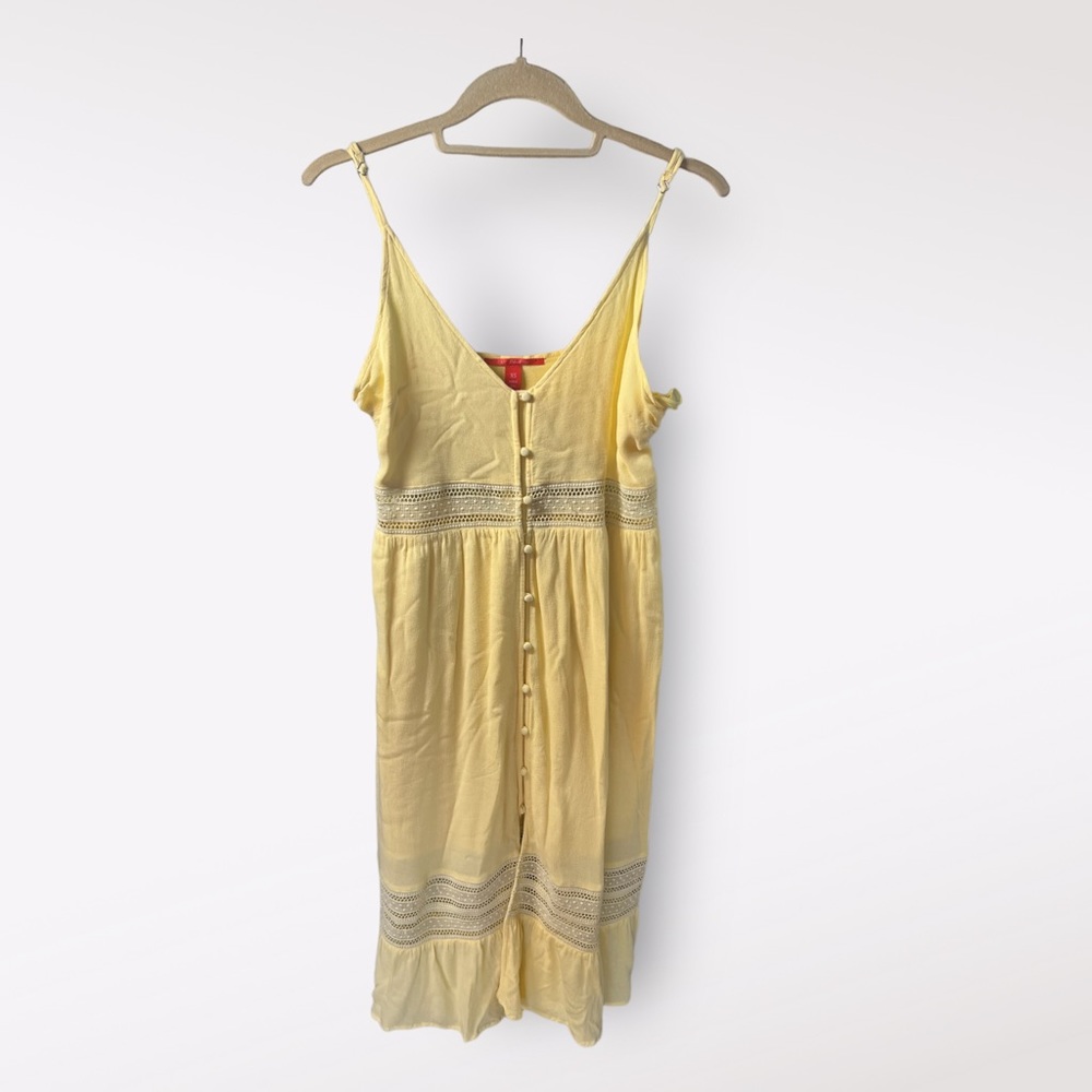 Chelsea & Violet Womens XS Yellow Dress Lace Detail Button Up